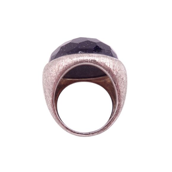 Lola Rose Round Multi Faceted Blue Goldstone Sterling Silver Ring Size 5 NWT - Picture 6 of 6